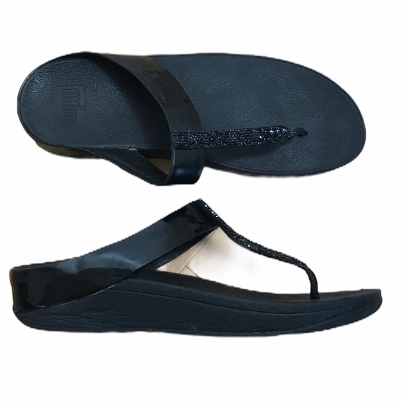 Fitflop Shoes | Fitflop Black Fino Quartz Thongs Slip On Sandals | Poshmark